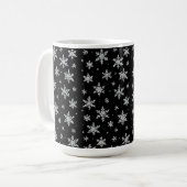 Eleganter silberner Schneestern | Winterfeiertag  Kaffeetasse (Vorderseite Links)