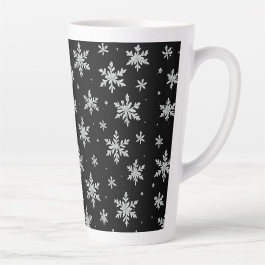 Eleganter silberner Schneestern | Winterfeiertag Milchtasse (Rechts)