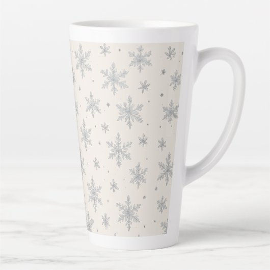 Eleganter silberner Schneestern | Winterfeiertag  Milchtasse (Rechts)