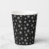 Eleganter silberner Schneestern | Winterfeiertag Pappbecher (Rückseite)