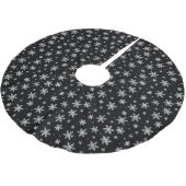 Eleganter silberner Schneestern | Winterfeiertag Polyester Weihnachtsbaumdecke (Schrägansicht)