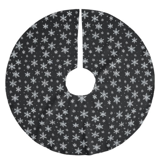 Eleganter silberner Schneestern | Winterfeiertag Polyester Weihnachtsbaumdecke (Vorderseite)