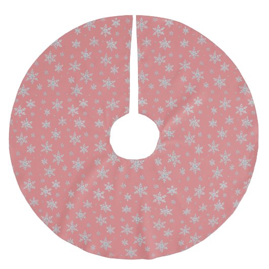Eleganter silberner Schneestern | Winterfeiertage Polyester Weihnachtsbaumdecke (Vorderseite)