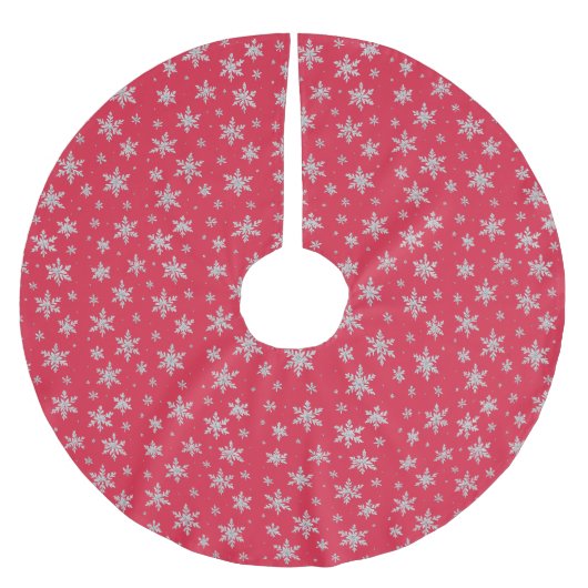 Eleganter silberner Schneestern | Winterfeiertage Polyester Weihnachtsbaumdecke (Vorderseite)