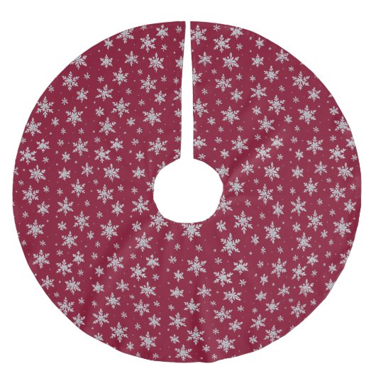 Eleganter silberner Schneestern | Winterfeiertage Polyester Weihnachtsbaumdecke (Vorderseite)