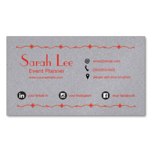 "Eleganter silberner Visitenkartenmagnet