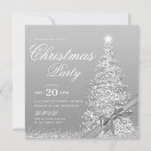 Eleganter silberner Weihnachtsbaum-Bogen Einladung (Vorderseite)