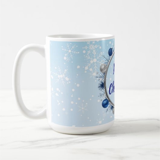 Eleganter Silberrahmen auf hellblau Kaffeetasse (Links)