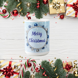 Eleganter Silberrahmen auf hellblau Kaffeetasse