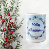 Eleganter Silberrahmen auf hellblau Kaffeetasse