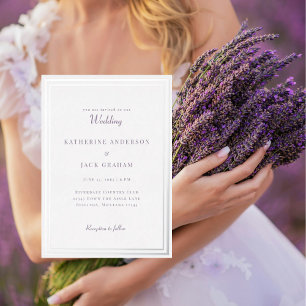 Eleganter Silberrahmen Lavendel-Text Hochzeit Silb Folieneinladung