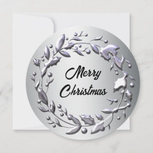 Eleganter Silberreath zu Silver Christmas Feiertagskarte