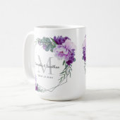 Eleganter Silberschmied und Lila Blumenstrauß Kaffeetasse (Vorderseite Links)