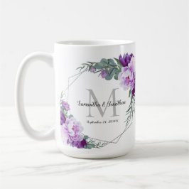 Eleganter Silberschmied und Lila Blumenstrauß Kaffeetasse