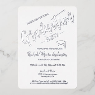 Eleganter Silberstreifen am Fuß Moderner Abschluss Folieneinladung