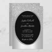 Eleganter Silberstreifen am Glitzer Einladung (Vorne/Hinten)