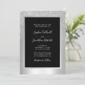 Eleganter Silberstreifen am Glitzer Einladung (Stehend Vorderseite)