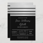 Eleganter Silberstreifen am Lago Maggiore Geburtst Einladung (Vorne/Hinten)