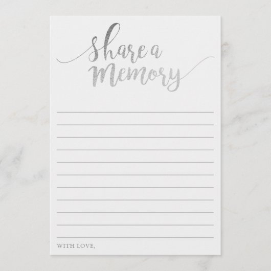 Eleganter Silberstreifen mit einer Speicherkarte Hinweiskarte (Vorderseite)