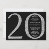 Eleganter Silbertypografie 20. Geburtstag Einladung (Vorderseite)