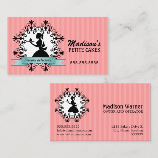 Eleganter Silhouette-kleiner Kuchen Visitenkarte (Vorne/Hinten)