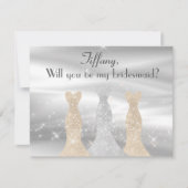 Eleganter Silver and Gold Gowns Bridesmaid-Vorschl Einladung (Vorderseite)
