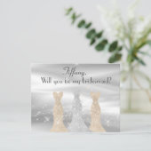Eleganter Silver and Gold Gowns Bridesmaid-Vorschl Einladung (Stehend Vorderseite)