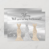 Eleganter Silver and Gold Gowns Bridesmaid-Vorschl Einladung (Vorne/Hinten)
