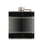 Eleganter Silver Black and Gold Flask Flachmann (Rückseite)