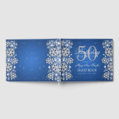 Eleganter Silver Blue 50. Geburtstag Winter Glitze Gästebuch (Voll)