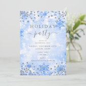 Eleganter Silver Blue Xmas Winter Company Holiday Einladung (Stehend Vorderseite)