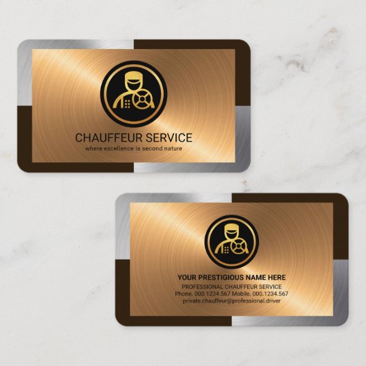 Eleganter Silver Bronze Layers Chauffeur Visitenkarte (Vorne/Hinten)