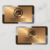 Eleganter Silver Bronze Layers Realtor Visitenkarte (Vorne/Hinten)