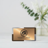 Eleganter Silver Bronze Layers Realtor Visitenkarte (Stehend Vorderseite)