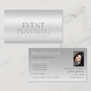 Eleganter Silver Chic Mirror Schriftart mit Foto S Visitenkarte