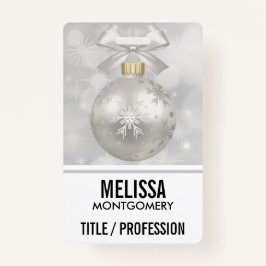 Eleganter Silver Christmas Ball auf Bokeh Lights Ausweis