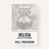 Eleganter Silver Christmas Ball auf Bokeh Lights Ausweis (Rückseite)
