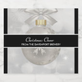 Eleganter Silver Christmas Ball auf Bokeh Lights Bierflaschenetikett (Einzelnes Label)