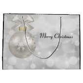 Eleganter Silver Christmas Ball auf Bokeh Lights Große Geschenktüte (Rückseite)