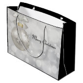 Eleganter Silver Christmas Ball auf Bokeh Lights Große Geschenktüte (Rückseite Schrägansicht)