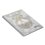 Eleganter Silver Christmas Ball auf Bokeh Lights Notizblock (Rechte Seite)