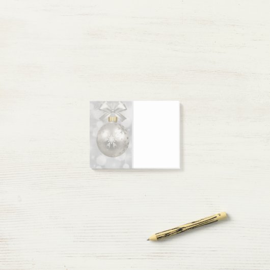 Eleganter Silver Christmas Ball auf Bokeh Lights Post-it Klebezettel (Auf Schreibtisch)