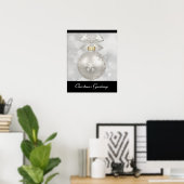 Eleganter Silver Christmas Ball auf Bokeh Lights Poster (Heimbüro)