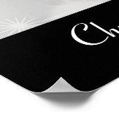 Eleganter Silver Christmas Ball auf Bokeh Lights Poster (Ecke)