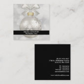 Eleganter Silver Christmas Ball auf Bokeh Lights Quadratische Visitenkarte (Vorne/Hinten)