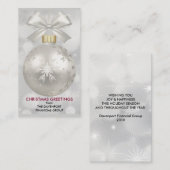 Eleganter Silver Christmas Ball auf Bokeh Lights Visitenkarte (Vorne/Hinten)