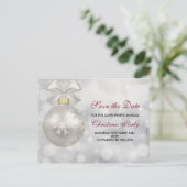 Eleganter Silver Christmas Ball Save the Date Postkarte (Stehend Vorderseite)
