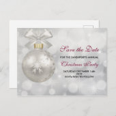 Eleganter Silver Christmas Ball Save the Date Postkarte (Vorne/Hinten)