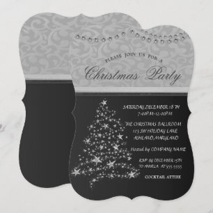 Eleganter Silver Christmas Tree, Weihnachts-Party Einladung