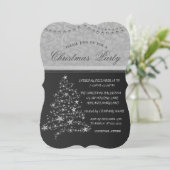 Eleganter Silver Christmas Tree, Weihnachts-Party Einladung (Stehend Vorderseite)